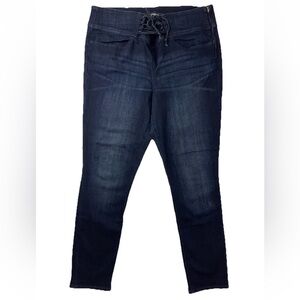Express Skinny Jeans Women’s 16 Lace Up Legging Blue High Rise Dark Wash Stretch